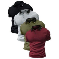 Summer new men's Polo shirt lapel short sleeve golf casual sports shirt color contrast T-shirt short sleeve
