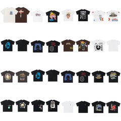 Classic foam print co-branded men's and women's round neck short-sleeved T-shirt