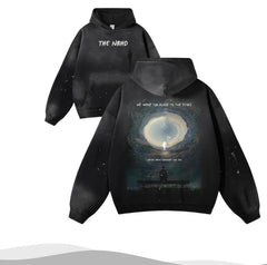 American streetwear patterned digital printed hooded sweatshirt for men