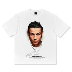 American vintage Men's cotton loose short sleeve cotton football T-shirt