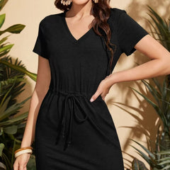 Women's New Summer Fashion Casual Vacation Solid Color Dress