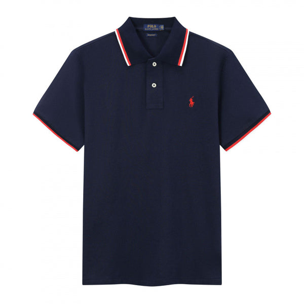 High version embroidered contrasting couples casual short-sleeved POLO shirt