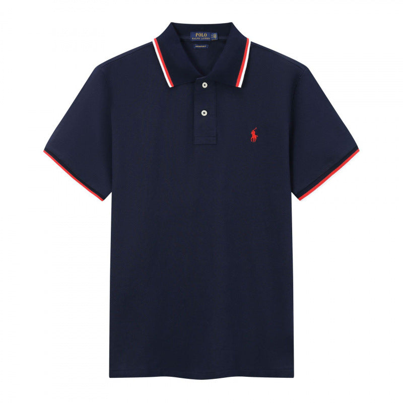 High version embroidered contrasting couples casual short-sleeved POLO shirt