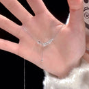 Pure silver wheat ear necklace for women, light luxury, niche and high-end, fresh delicate, leaf ear, peace necklace