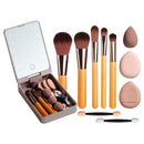 5 Piece portable Bamboo Bing Mini beauty egg led mirror makeup brush