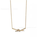 T home high version kinky necklace female 18K gold plated diamond bow pendant clavicle chain