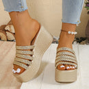 Solid-colored wedge heel women's sponge cake casual fish-mouth flip-flops