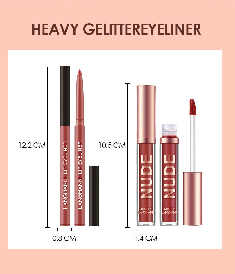 12 Pcs Set 6 Matte Lipstick 6 Lip Liner Pens Waterproof Long Lasting Matte Lipstick
