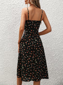New Polka Dot Print Suspender Dress Summer Sexy Split Long Dresses For Women's Clothing