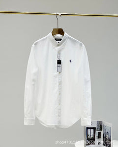 Men's Business casual Oxford woven shirt solid color long sleeve shirt
