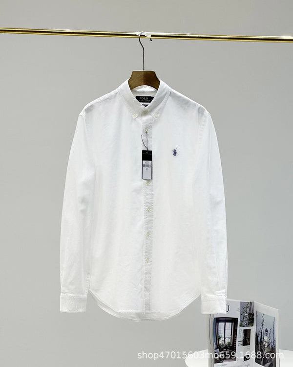 Men's Business casual Oxford woven shirt solid color long sleeve shirt