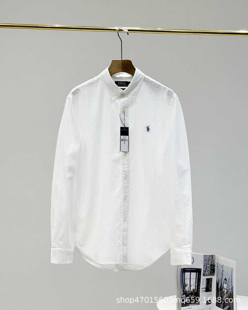 Men's Business casual Oxford woven shirt solid color long sleeve shirt