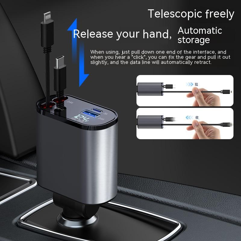 Metal Car Charger 100W Super Fast Charging Cigarette Lighter USB And TYPE-C Adapter