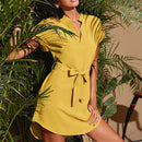 V-neck Short Sleeve Dress With Belt Summer Fashion Bowknot Dresses For Women