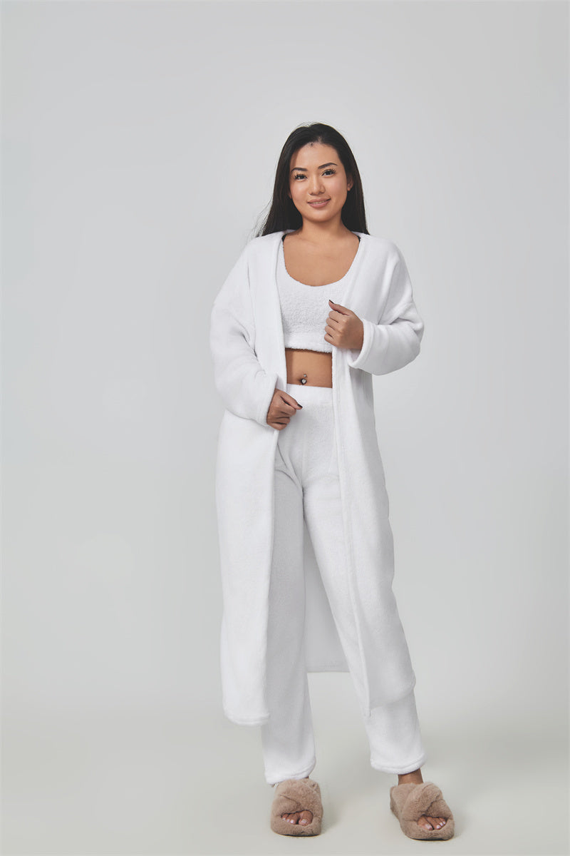 Cozy Pajama Set, 3 Piece Lounge Set, Cute Loungewear, Warm Suit, Matching Lounge Set, Women Winter Dress