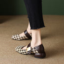 33-43 plaid Mary Jane shoes, round-toe low-heeled single shoes for women