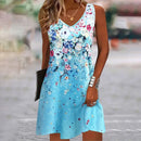 Women's Sleeveless Floral Print Boho Sundress Casual Loose Fit Summer Tank Dress