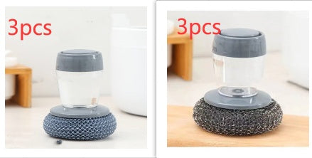 Kitchen Soap Dispensing Palm Brush Cleaner Push-type Brush Detergent Tools