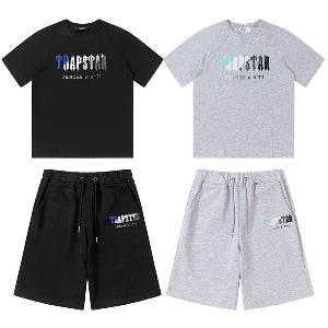 Trapstar Rainbow white and blue towel embroidered casual short sleeve shorts