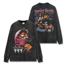 American vintage printed short sleeve T-shirt loose casual heavy round neck hoodie men