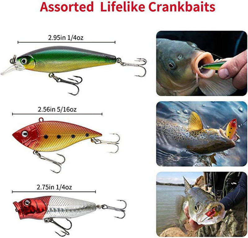 GOANDO Fishing Lures Kit for Freshwater Bait Tackle Kit for Bass Trout