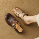 Open-toe sandals, women's shoes, high heels, thick heels, mid-heels, belt les