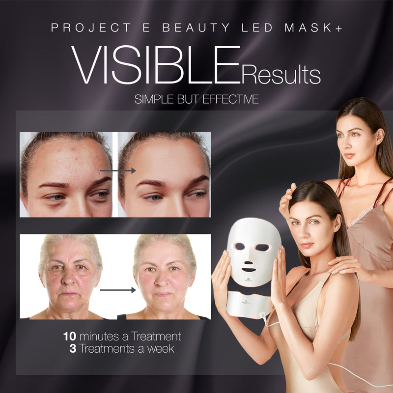 Project E Beauty Wireless 7 Color LED Mask Neck Photon Light Skin Reju