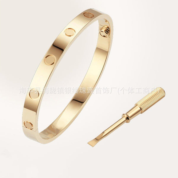 K Family Fine thick-plated 18K gold, wide version, narrow version, full diamond, six diamonds bracelet,