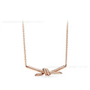 T home high version kinky necklace female 18K gold plated diamond bow pendant clavicle chain