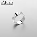 eManco irregular concave and convex ring for men features a niche design with a simple hollowed-out with opening