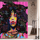 Art Design Graffiti Art Hip Hop African Girl with Black Hair Big Earring with Modern Building Shower Curtain