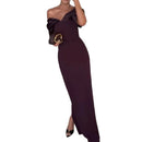 Women's one-shoulder, slimming and flattering evening dress