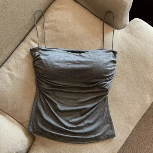 Women's Sexy Cami with Built In Bra Spaghetti Strap Tank Tops Fashion