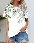 Blouse Women's Black Flower T Shirt Fashion Soft Short Sleeve T-Shirt