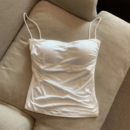 Women's Sexy Cami with Built In Bra Spaghetti Strap Tank Tops Fashion