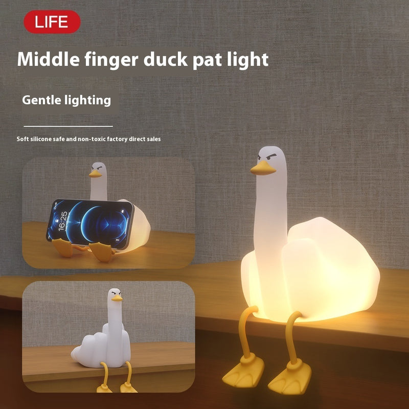 Cross-border Creative Gift Middle Finger Duck Small Night Lamp Rechargeable Dimming Vinyl Little Duck Night Light