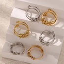 Hot-selling stainless steel 18K gold multi-layer opening adjustable and stress-relieving rotating bead anxiety ring