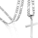 Stainless steel Cuban chain cross pendant necklace
