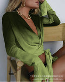 Green gradient lace-up top