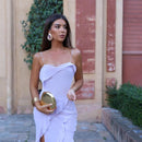 Burst chiffon sexy halter slit ruffled skirt