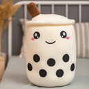 Cute Fruit Drink Plush Stuffed Soft Strawberry Milk Tea Plush Boba Tea Cup Toy Bubble Tea Pillow Cushion