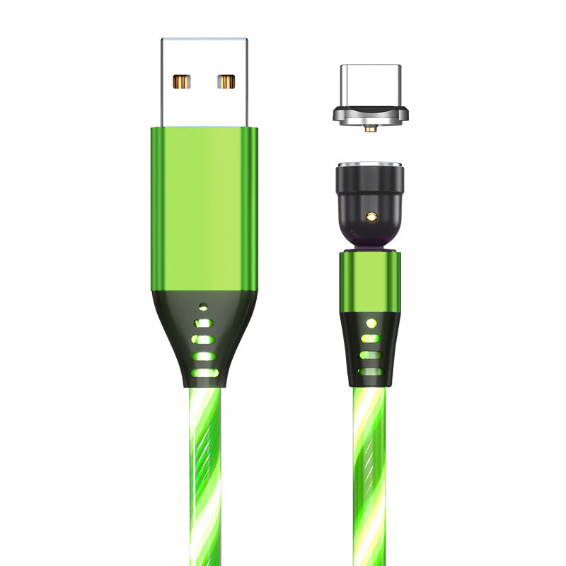 540 Rotate Luminous Magnetic 3A Fast Charging Mobile Phone Cable For LED Micro USB Type C