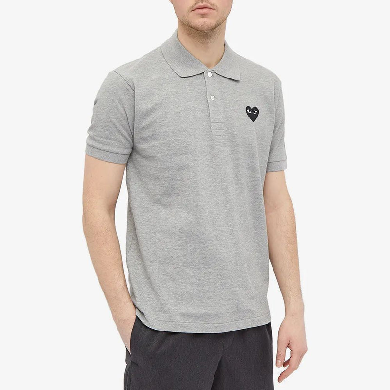 AMI trend PLAY love red heart black heart men's and women's folded heart POLO shirt couple short sleeve lapel T-shirt