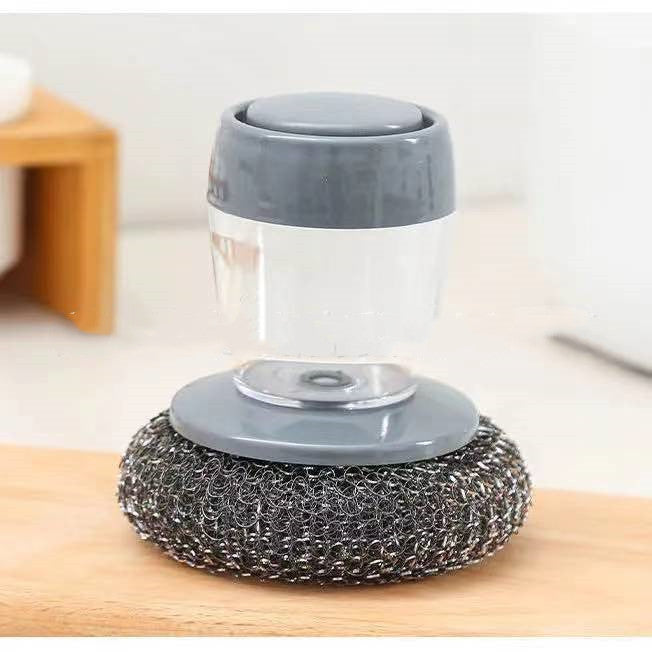 Kitchen Soap Dispensing Palm Brush Cleaner Push-type Brush Detergent Tools