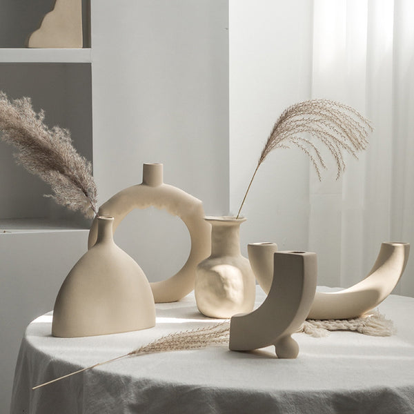 Simplicity Ceramic Vase Flower Arrangement Deration Ornament Display Art Vases
