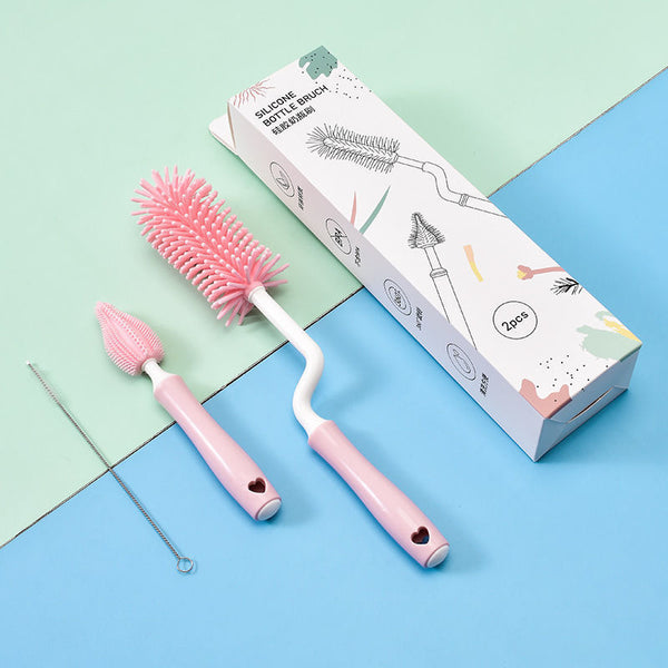 Baby Silicone Baby Bottle Brush Straw Scrubbing Cleaning