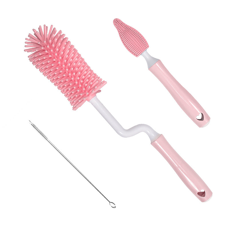 Baby Silicone Baby Bottle Brush Straw Scrubbing Cleaning