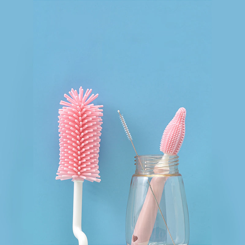Baby Silicone Baby Bottle Brush Straw Scrubbing Cleaning