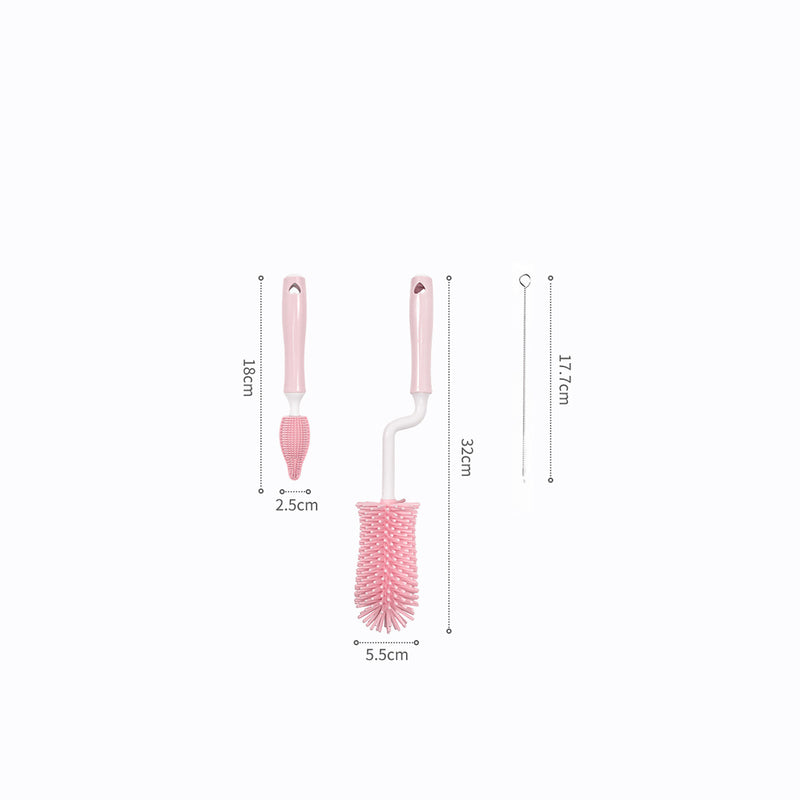 Baby Silicone Baby Bottle Brush Straw Scrubbing Cleaning