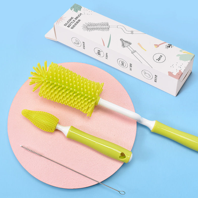 Baby Silicone Baby Bottle Brush Straw Scrubbing Cleaning